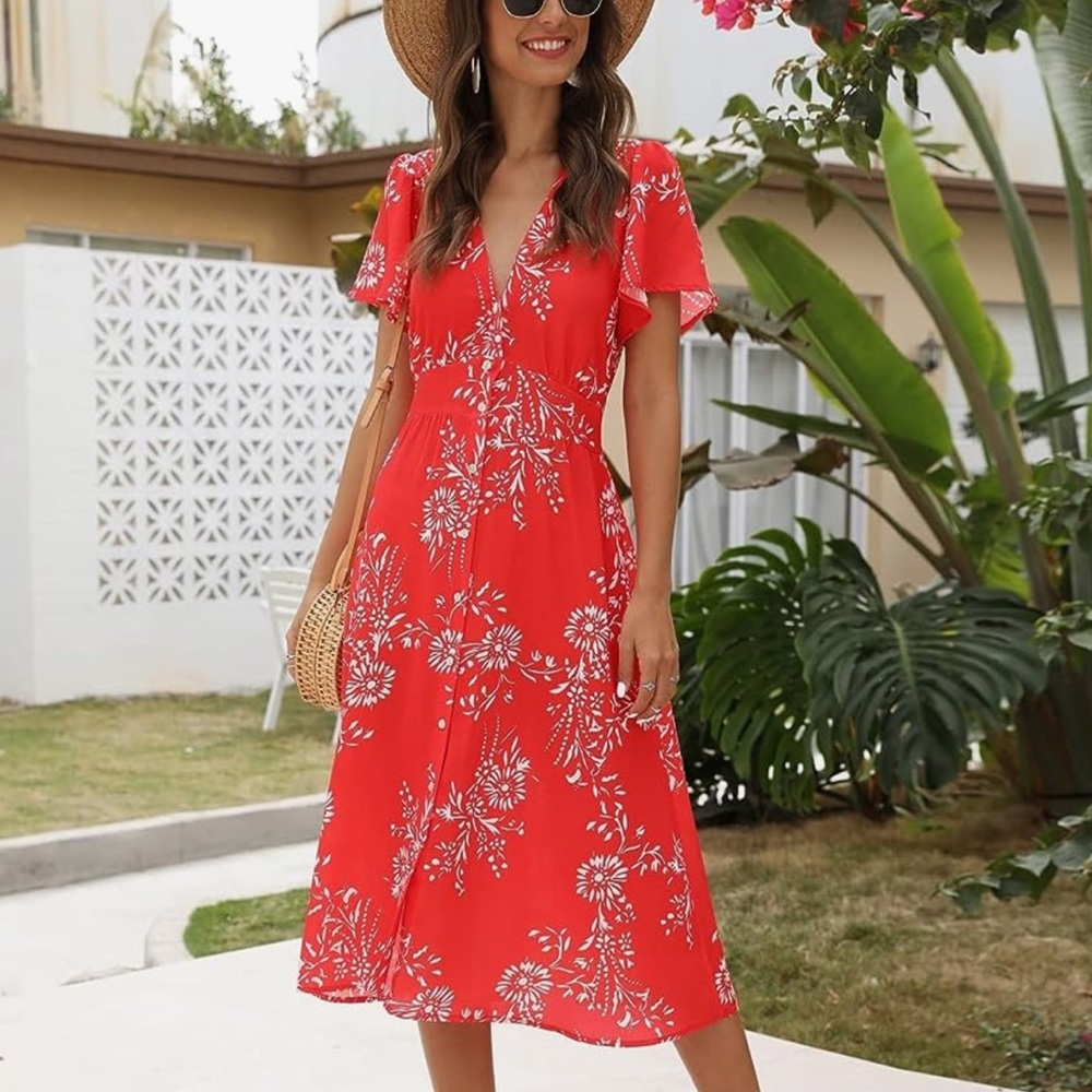 Red Floral Dress
